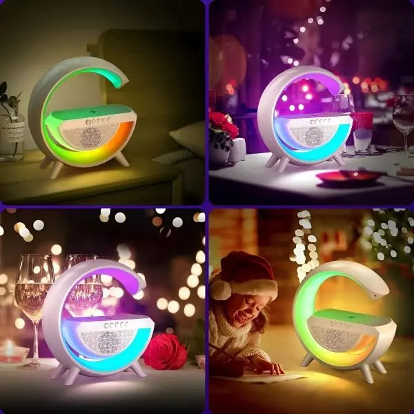 G - Shaped RGB Lamp with Wireless Charger & Bluetooth Speaker - NovaSpark